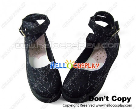 Black Lace Ankle Strap Platform Punk Lolita Shoes