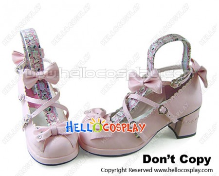 Pink Chunky Heels Heart Shaped Buckle Sweet Lolita Shoes