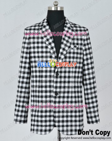 Fallout New Vegas Cosplay Benny Black White Plaid Jacket Costume