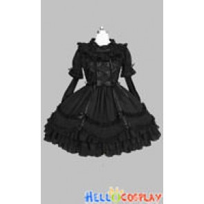 Victorian Gothic Lolita Punk Gorgeous Black Cotton Dress