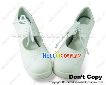 Glamorous White Lace Up Platform Chunky Lolita Shoes