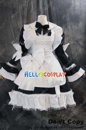 Gothic Lolita Cosplay Maid White Black Dress Uniform Costume