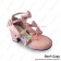 Sweet Lolita Shoes Matte Pink Four Bows Straps Lace Heart Shaped Buckle