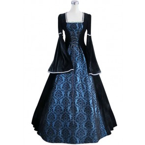 Renaissance Gothic Velvet Blue Lolita Dress Ball Gown