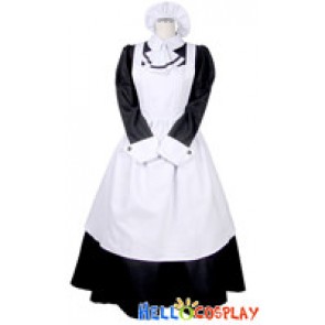 Victorian Long White Black Cosplay Maid Dress Costume