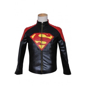 Smallville Clark Kent Cosplay Black Red Leather Jacket Coat Costume