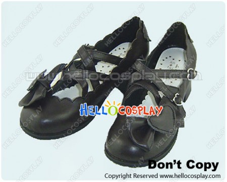 Brown Heart Shaped Bow Chunky Princess Lolita Shoes