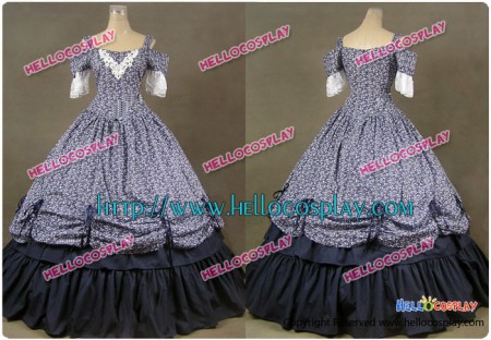 Southern Belle Civil War Ball Gown Prom Floral Cotton Dress