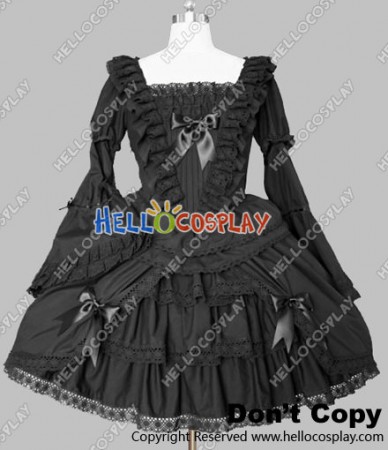 Sweet Lolita Gothic Punk Cute Black Cotton Dress