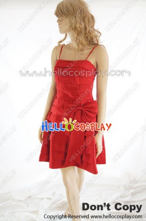 Party Cosplay Red Lady Ball Gown Sling Dress Costume