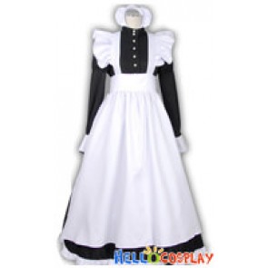 Classic Pearl Long White Black Cosplay Maid Dress Costume