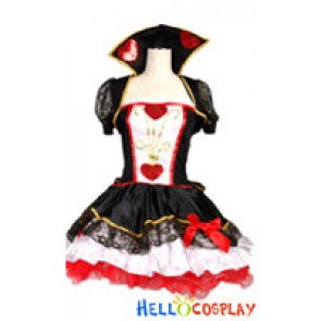 Queen Heart Shaped Cosplay Lace Black Dress Costume