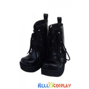 Black Lace Up Platform Gothic Lolita Ankle Boots