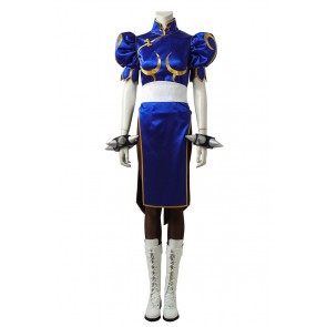 Street Fighter Chun Li Cosplay Costume Blue Uniform