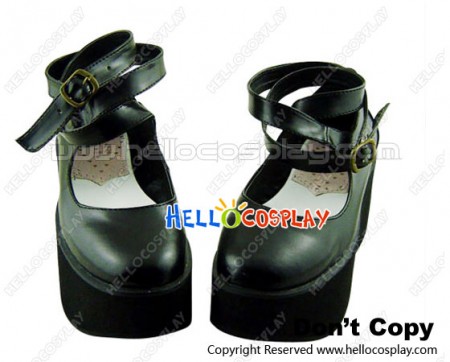 Black Ankle Strap Platform Punk Lolita Shoes