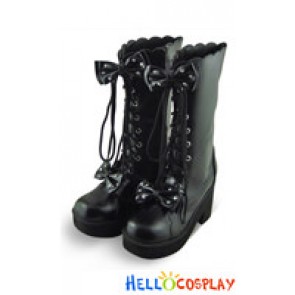 Black Bows Lace Chunky Punk Lolita Boots