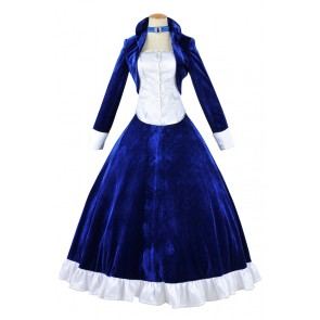 Bioshock Cosplay Infinite Elizabeth Velvet Dark Blue Dress Costume