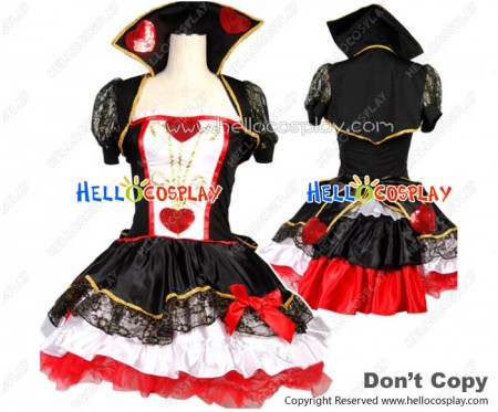 Queen Heart Shaped Cosplay Lace Black Dress Costume