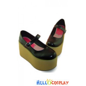 Black Wood Soles NaNa Strap Platform Punk Lolita Shoes