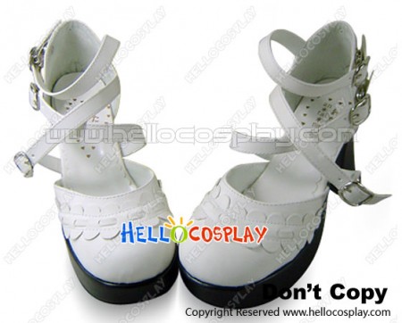 Elegant White Crossing Straps Platform Princess Lolita Shoes