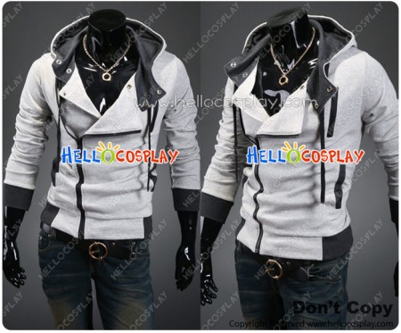 Assassin's Creed Cosplay Jacket With Hood Costume Light Gray