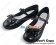 Black Heart Shaped Ruffle Low Flat Princess Lolita Shoes