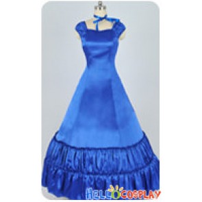 Southern Belle Satin Evening Gown Blue Ribbon Lolita Dress