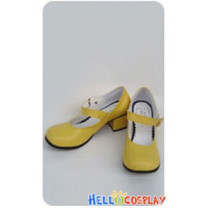 Creamy Yellow Instep Strap Chunky Punk Lolita Shoes