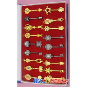 Full Set x 18 Fairy Tail Key Pendant + Necklace + Keychain