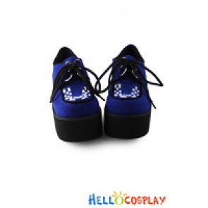 Punk Lolita Shoes Black And Blue High Platform Heel