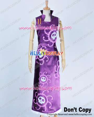 One Piece Cosplay Pirate Empress Boa Hancock Purple Cheongsam Dress Costume