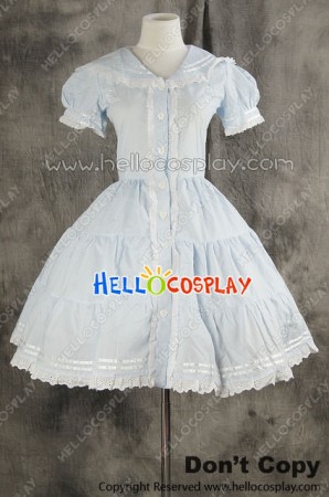 Gothic Lolita Cosplay Blue Sailor Dress Costume
