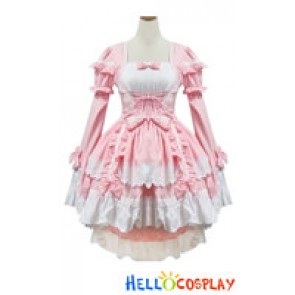 Angel Feather Cosplay Lolita Bonzer Swallowtail Pink Maid Dress