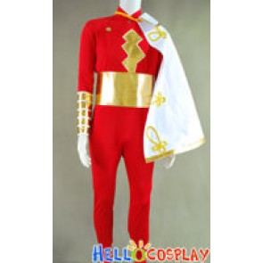 Captain M Cosplay Red Jumpsuit White Cape Costume