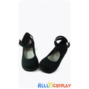Black Suede Ankle Strap Platform Punk Lolita Shoes