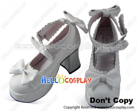 Feminine White Ankle Strap Scalloped Sweet Lolita Shoes