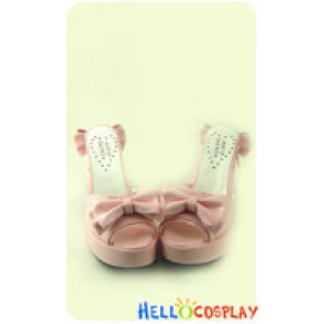 Mirror Pink Bows Ruffle Chunky Sweet Lolita Sandals
