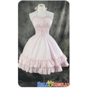 Gothic Lolita Dress Cosplay Costume Cute Light Pink