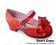 Sweet Lolita Shoes Chunky Red Matte Single Strap Round Buckle Lace Bow