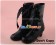 Matte Black Satin Lace Ruffle Chunky Princess Lolita Boots