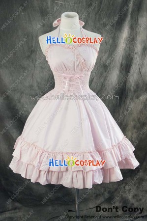 Gothic Lolita Dress Cosplay Costume Cute Light Pink