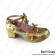 Princess Lolita Shoes Gold Three Bows Straps Chunky Heart Shaped Diamond Buckles