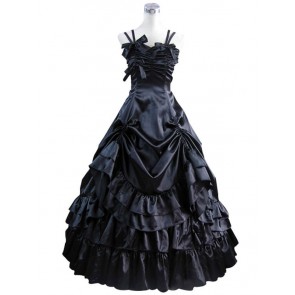 Southern Belle Satin Lolita Ball Gown Dress Black Dress