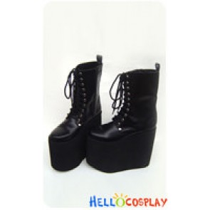 Black Lace Up Platform Punk Lolita Boots