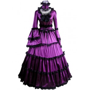 Southern Belle Gothic Satin Purple Dress Ball Gown Prom