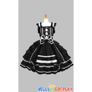 Gothic Punk Lolita Black Frill Dress