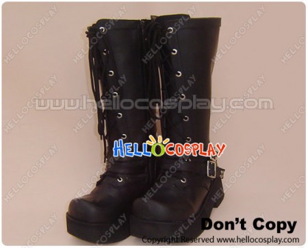 Matte Black Lace Buckle Straps Chunky Punk Lolita Boots