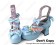 Princess Lolita Shoes Blue Matte Chunky Crossing Straps Ruffle Bows