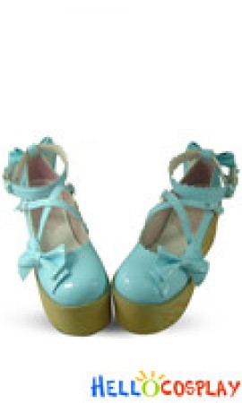 3 1/2'' Heel 2 4/5'' Platform Blue Ankle Straps Lolita Shoes