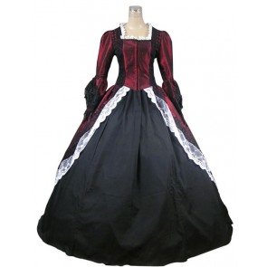 Marie Antoinette Victorian Dark Red Wedding Dress Ball Gown Prom